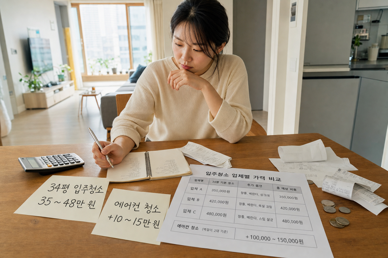 34평 아파트 입주청소 비용과 추가 옵션 가격 비교 — 34평 아파트 입주청소 비용
