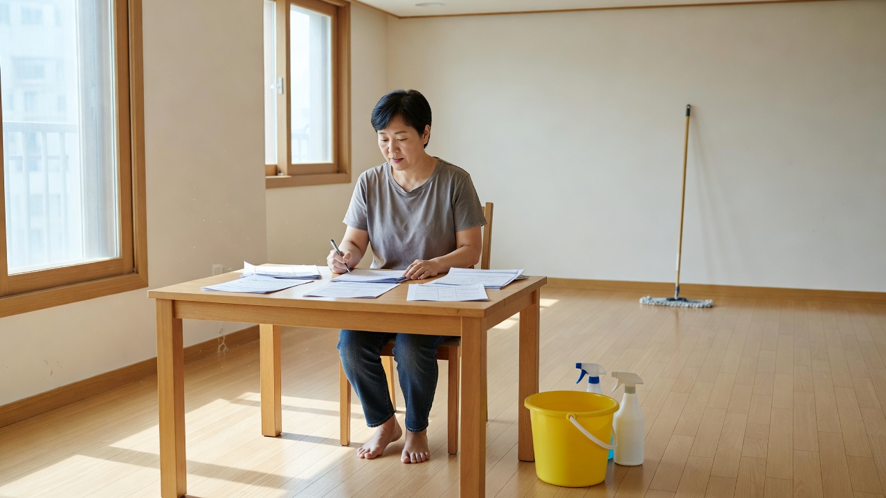 25평 입주청소 비용 관련 목차를 보여주는 아파트 실내 모습